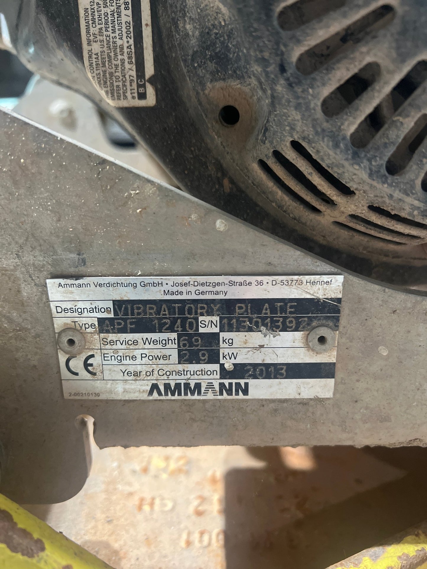 2013 Ammann APF 1240 petrol vibrating plate compactor in good used condition. - TRADE OUTLET SCOTLAND LTD