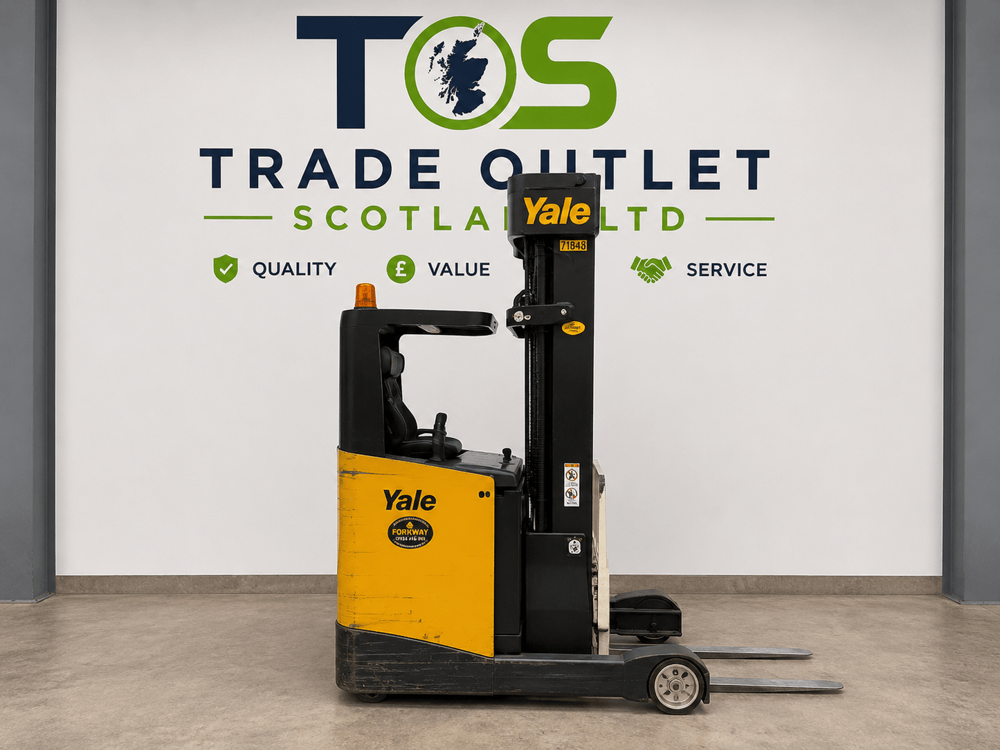 2015 Yale MR16 Electric Reach Truck – 1.6T – 6.5m Lift – Spare Battery Included - TRADE OUTLET SCOTLAND LTD