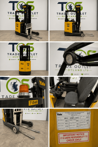 2015 Yale MR16 Electric Reach Truck – 1.6T – 6.5m Lift – Spare Battery Included - TRADE OUTLET SCOTLAND LTD