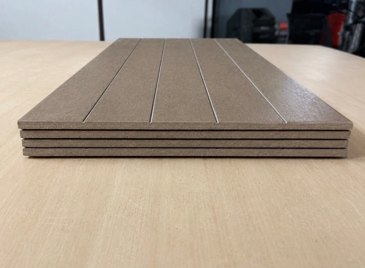 32 Boxes Recer Brushed Moka Linear Porcelain Tiles 600x300mm 46.08m² Job Lot - TRADE OUTLET SCOTLAND LTD