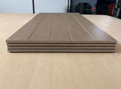32 Boxes Recer Brushed Moka Linear Porcelain Tiles 600x300mm 46.08m² Job Lot - TRADE OUTLET SCOTLAND LTD