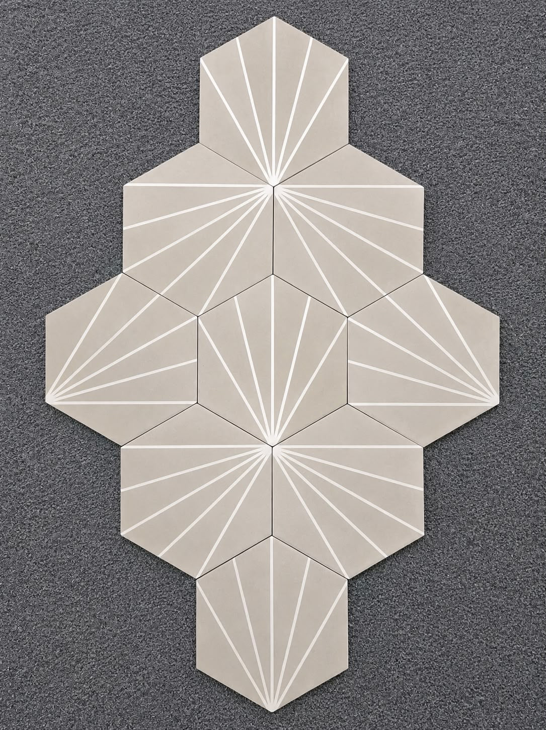 Job Lot 21 Boxes CubBit Sunburst Grey Glazed Porcelain Hexagonal Tiles 233*270mm - TRADE OUTLET SCOTLAND LTD