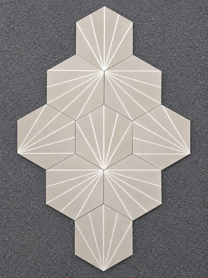Job Lot 21 Boxes CubBit Sunburst Grey Glazed Porcelain Hexagonal Tiles 233*270mm - TRADE OUTLET SCOTLAND LTD