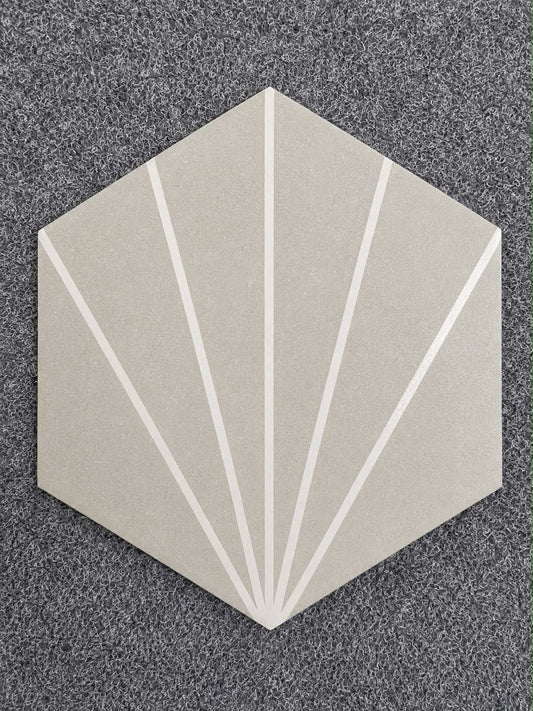 Job Lot 21 Boxes CubBit Sunburst Grey Glazed Porcelain Hexagonal Tiles 233*270mm - TRADE OUTLET SCOTLAND LTD