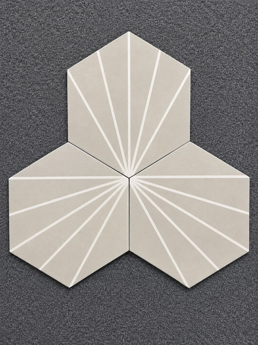 Job Lot 21 Boxes CubBit Sunburst Grey Glazed Porcelain Hexagonal Tiles 233*270mm - TRADE OUTLET SCOTLAND LTD