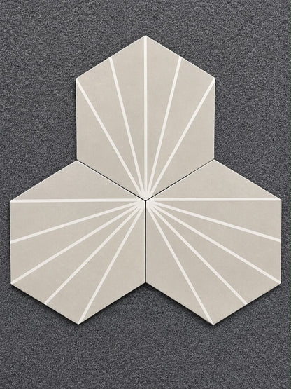 Job Lot 21 Boxes CubBit Sunburst Grey Glazed Porcelain Hexagonal Tiles 233*270mm - TRADE OUTLET SCOTLAND LTD