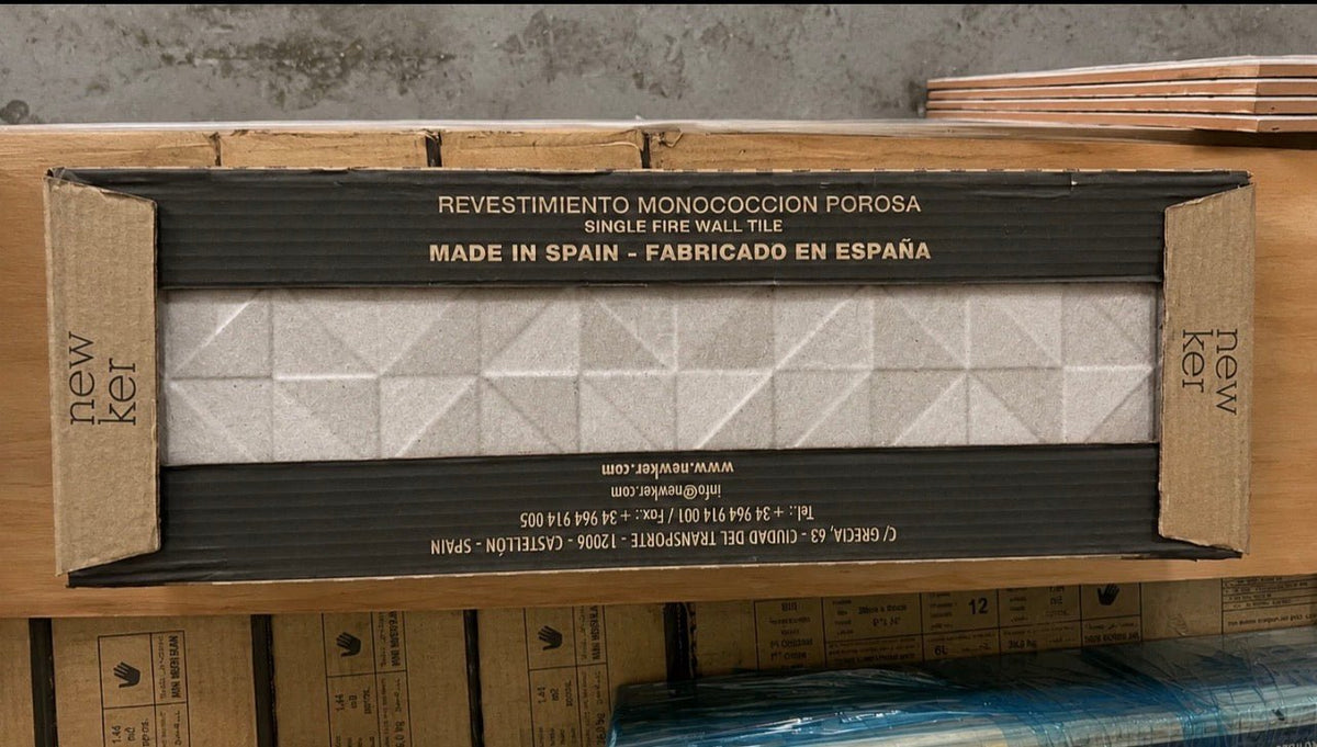 Job Lot 50.4m² Newker Quartz Sand Grey Ceramic Wall Tiles 600x200mm - TRADE OUTLET SCOTLAND LTD