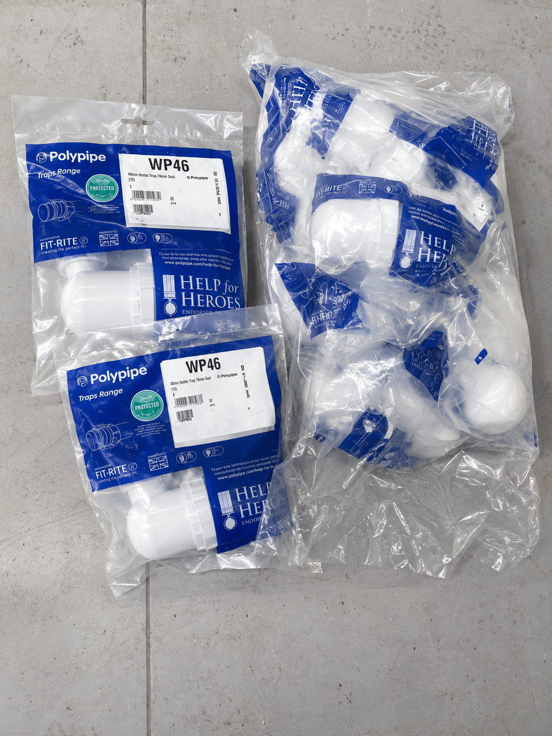 Job Lot Polypipe Plumbing Fittings – Bottle Traps, Flexible Waste Connectors & Tank Connectors – 30 Pieces – New - TRADE OUTLET SCOTLAND LTD